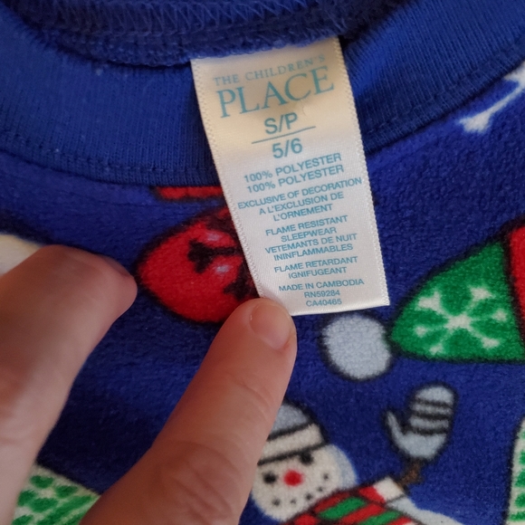 TCP (The Children's Place) Boys Small 5/6 blue snowman fleece pajamas - Picture 6 of 6